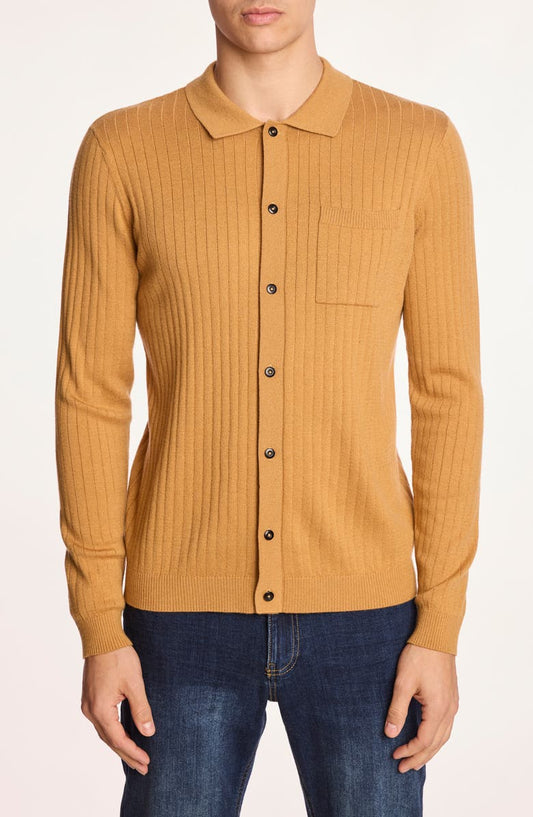 Rib Button-Up Polo
