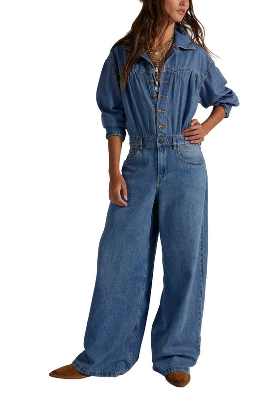 Carpe Diem Long Sleeve Denim Jumpsuit