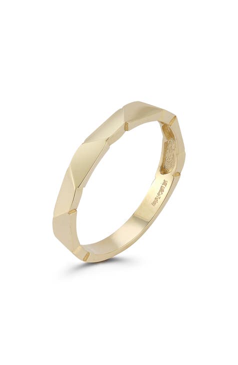 Anillo de oro de 14 quilates con banda en ángulo