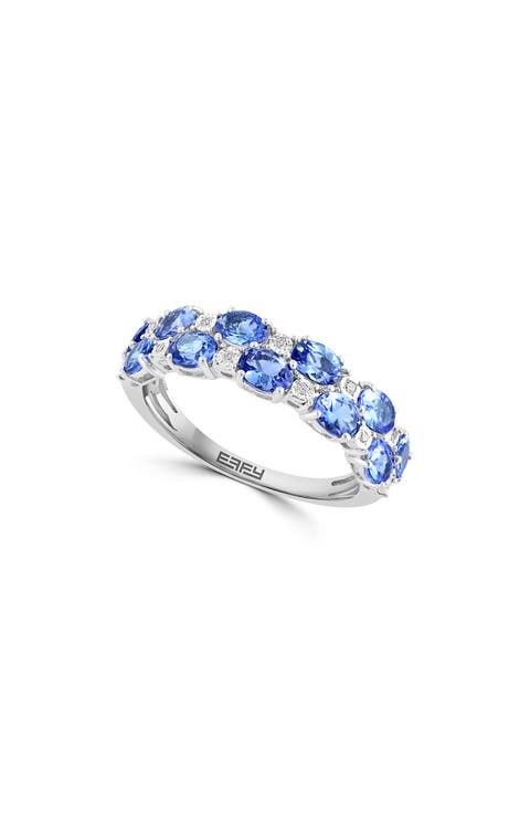 Sterling Silver Diamond & Tanzanite Ring