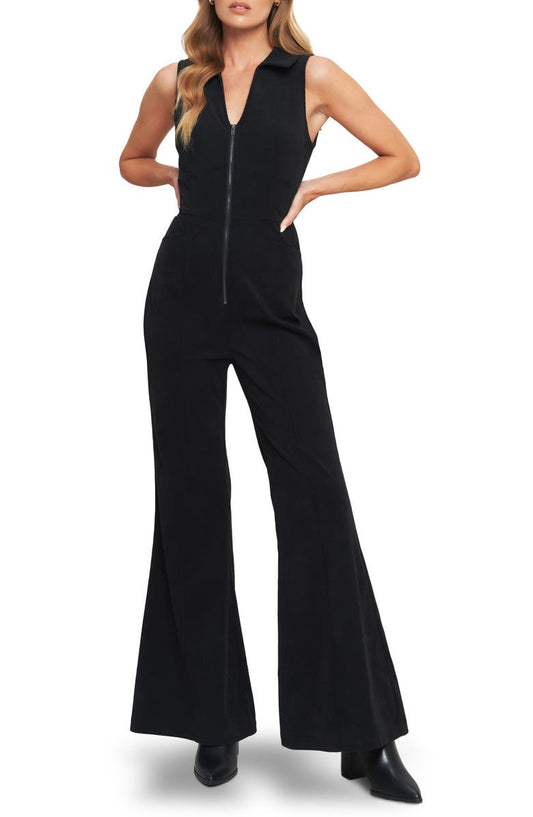 Sleeveless Corduroy Flare Jumpsuit