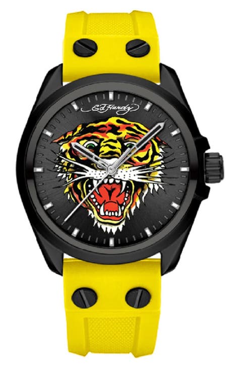 x Reloj Ed Hardy Tiger Art Silicona, 38mm