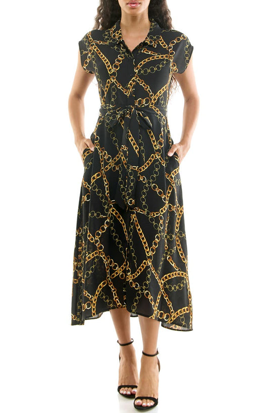 Print Short Sleeve Shirtdress