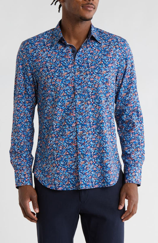 Floral Print Stretch Dress Shirt