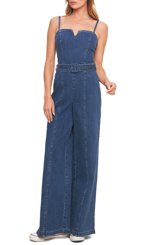 Wide Leg Denim Jumpsuit