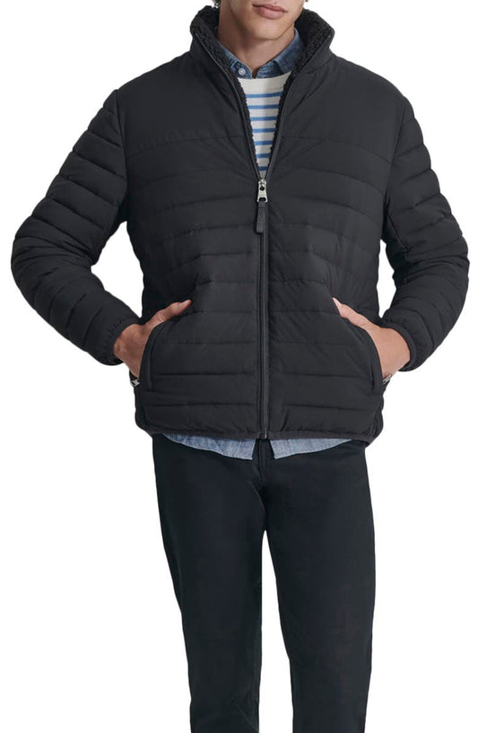 Water Resistant Faux Shearling Lined Quilted Jacket
