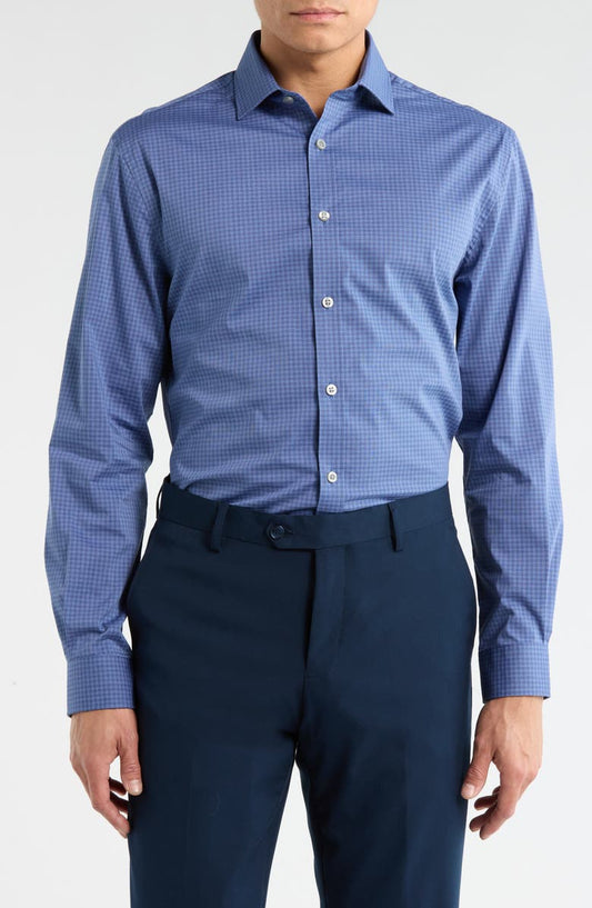Quick Wicking Slim Fit Check Dress Shirt (Regular, Big & Tall)