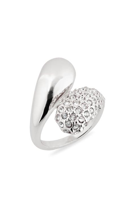 Anillo bypass de cristal pavé