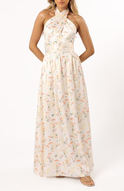 Vestido largo con cuello halter Allora