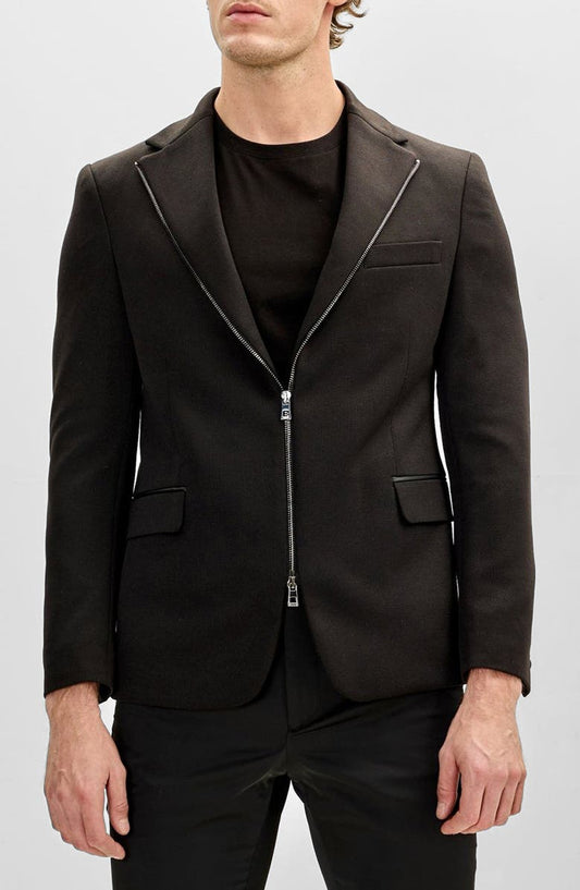 Notch Lapel Zip Blazer