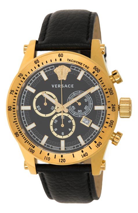 Reloj multifunción con correa de piel para hombre, 44 mm