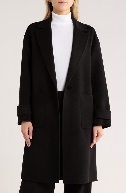 Easy One-Button Wool & Cashmere Coat