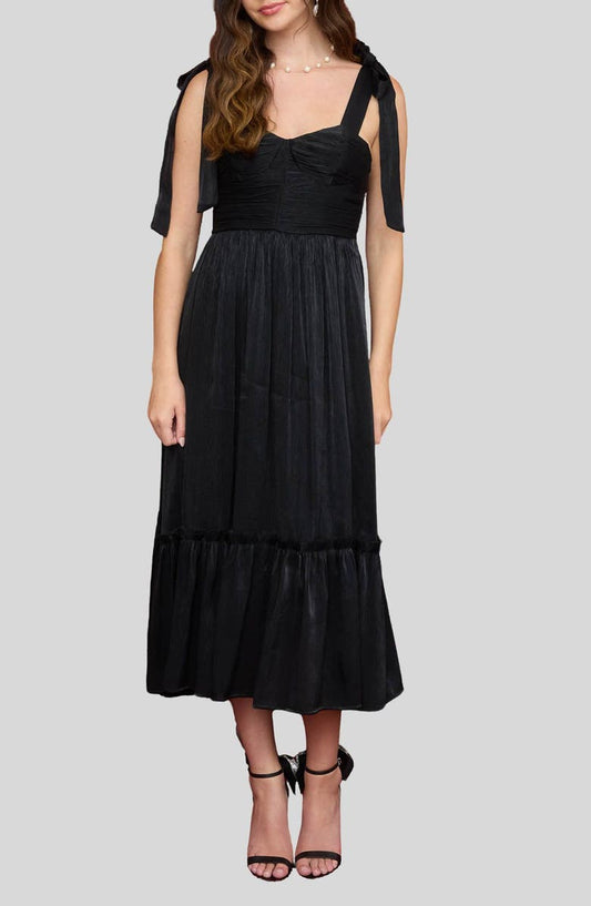Tie Strap Tiered Midi Dress