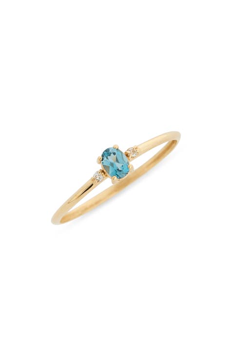 Anillo de oro amarillo de 14 quilates con topacio azul cielo y diamantes - 0,24 ct. (Exclusivo Nordstrom)