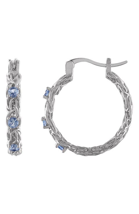 Sterling Silver Byzantine Gemstone Hoop Earrings