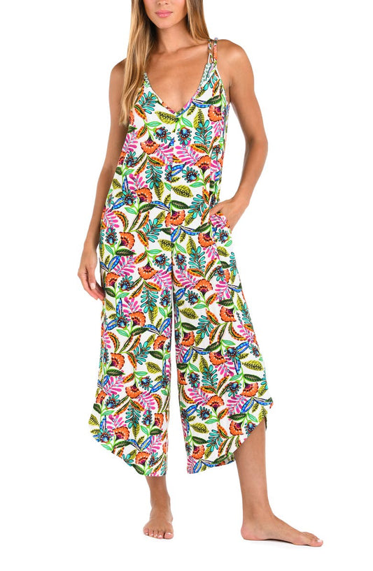 Jungle Crop Wide Leg Cover-Up Jumpsuit