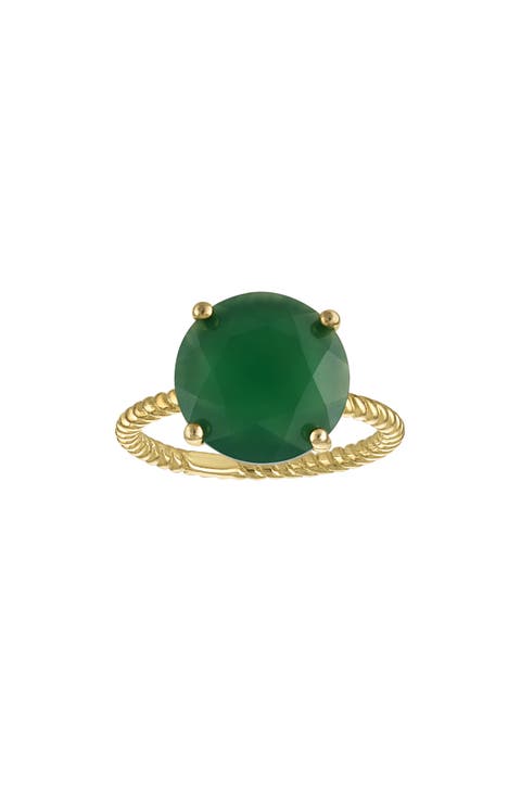 Green Chalcedony Solitaire Ring