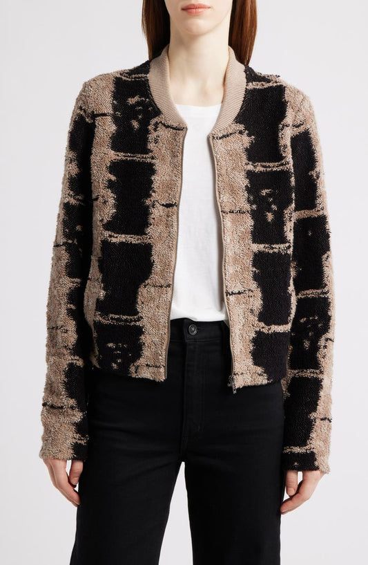 Textured Knit Bomber Jacket