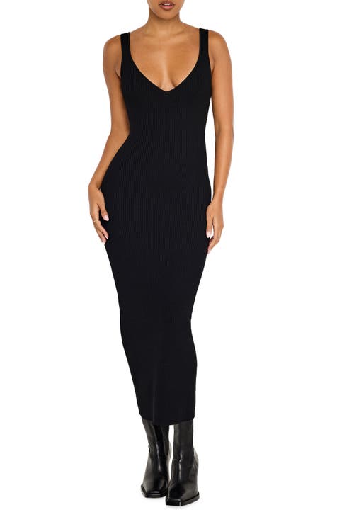 Vestido estilo suéter de canalé sin mangas Virgo (Regular y Plus)