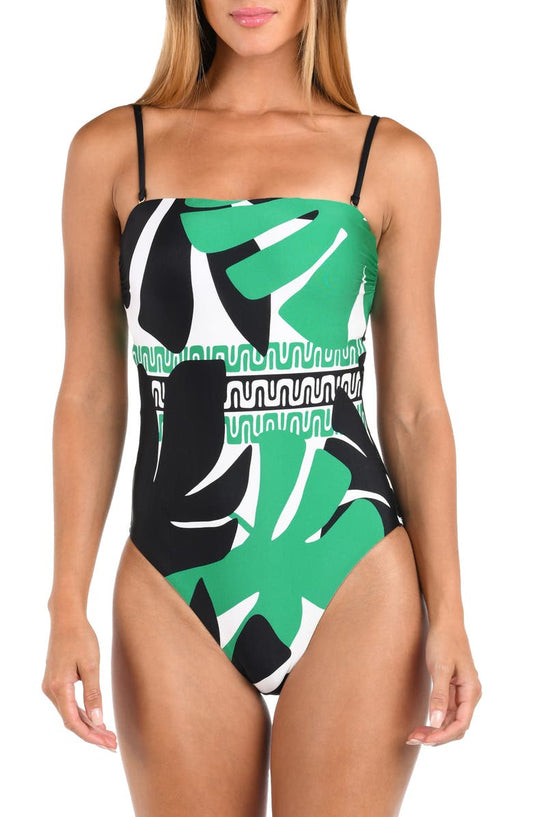 Monstera Bandeau One-Piece Swimsuit