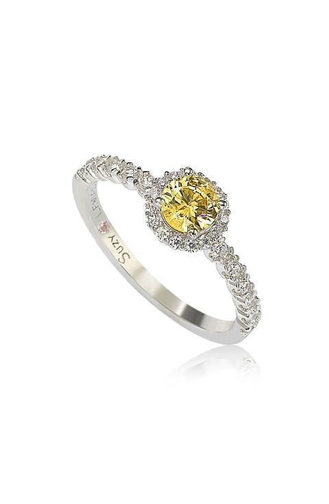Halo Yellow Sapphire Bridal Ring