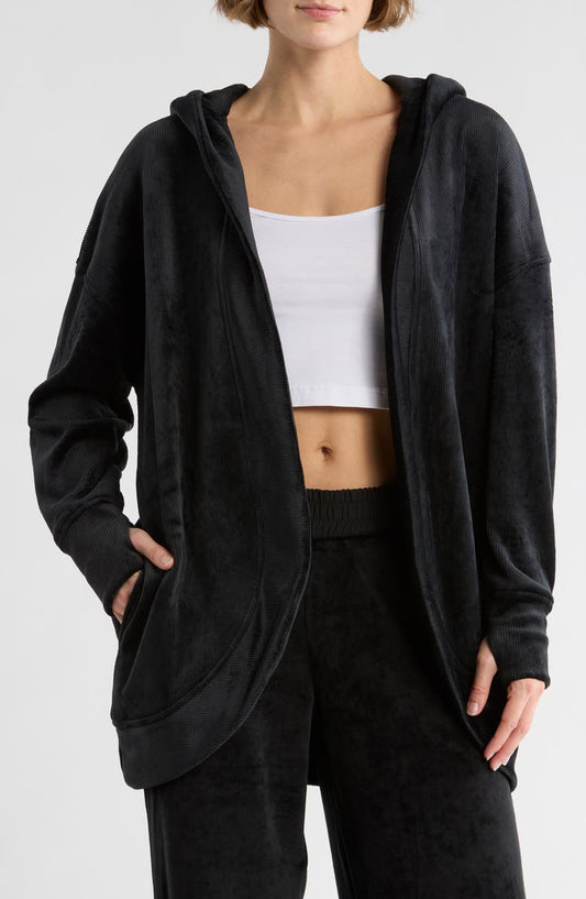 Dreamy Ribbed Hooded Cardigan Sweatshirt