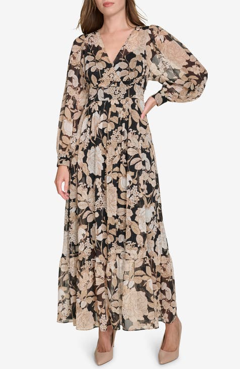 Vestido largo de gasa Peony Garden