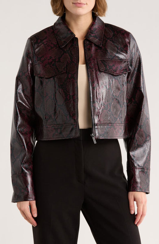 Faux Leather Full Zip Jacket