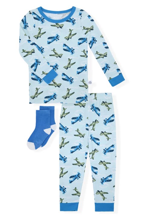 Conjunto de pijama y calcetines de avión de dos piezas para niños (niño pequeño)