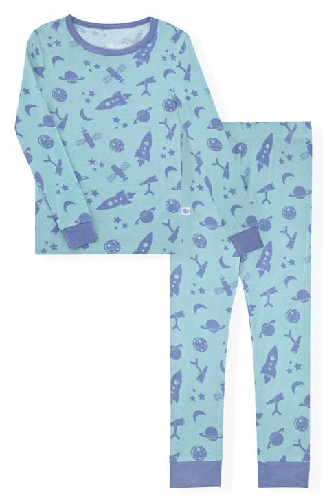 Pijama de dos piezas ajustado con estampado espacial para niños (niño pequeño y niño grande)