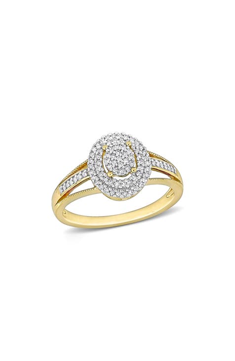 Anillo doble halo de diamantes - 0,25ct.