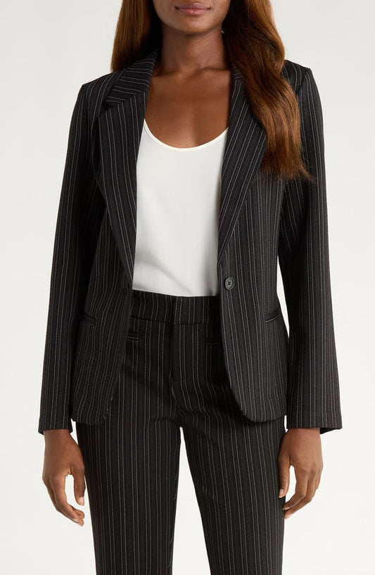 Stripe Fitted One-Button Blazer (Regular & Petite)