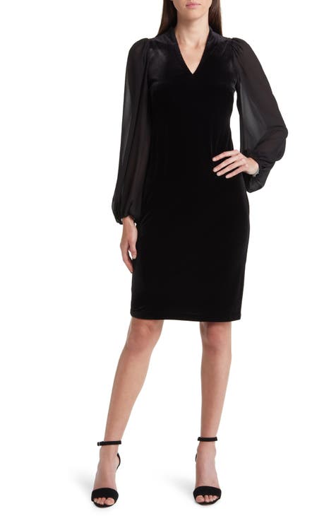 Vestido de terciopelo con mangas globo