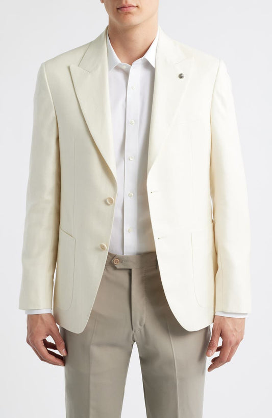 Marco Peak Lapel Wool & Silk Blend Herringbone Sport Coat