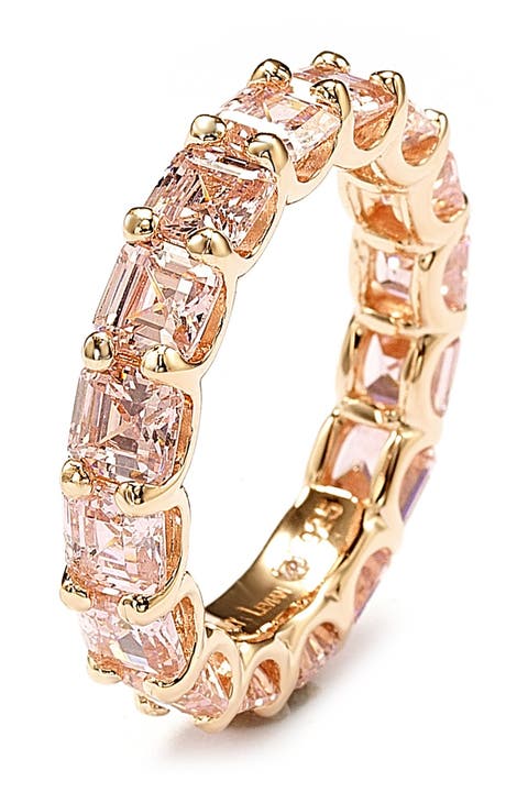 Anillo Eterno CZ Corte Princesa Plata de Ley Tono Rosa