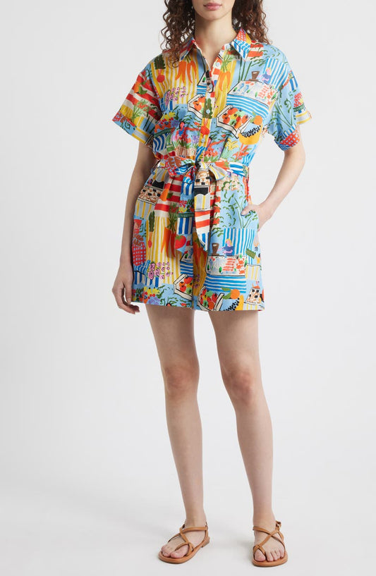 Clemire Print Tie Waist Romper