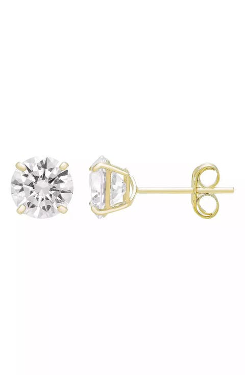 14K Gold Cubic Zirconia 5mm Stud Earrings