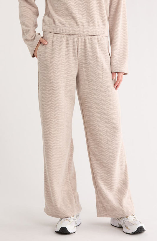 Herringbone Wide Leg Pull-On Pants
