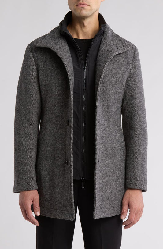 Wool Blend Coat with Quilted Bib (Regular & Big)