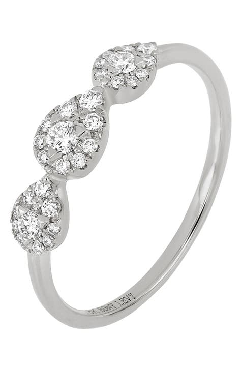 Anillo Bardot de oro blanco de 18 quilates con pavé de diamantes y pera - 0,21 ctw (Exclusivo Nordstrom)