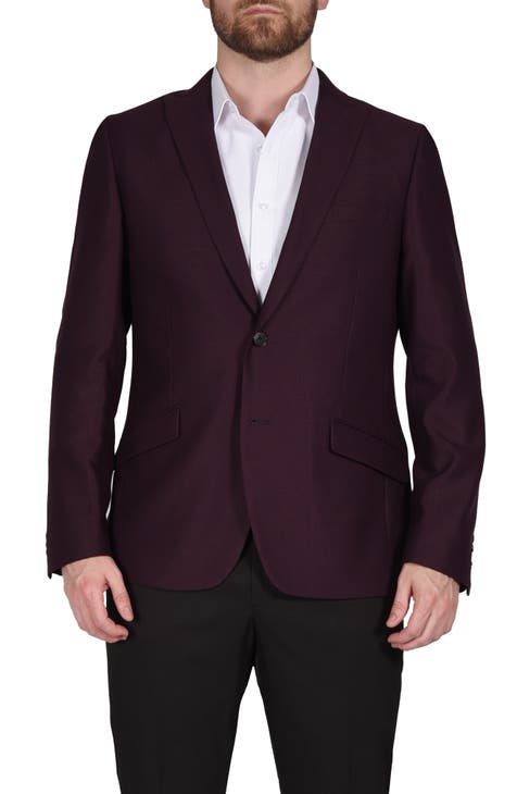Blazer de corte slim con solapa de pico burdeos