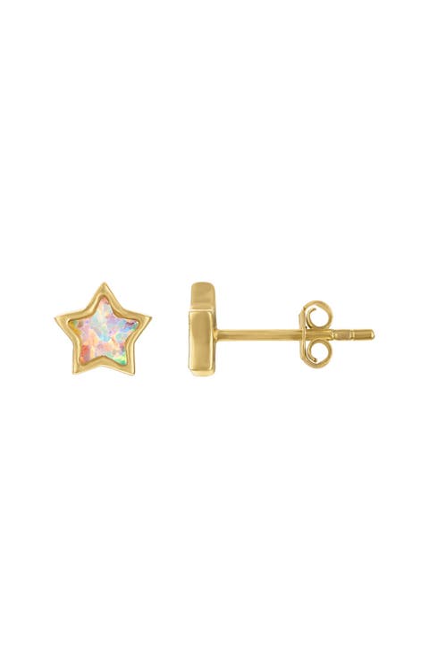 Kids' Lab-Grown Opal Star Stud Earrings