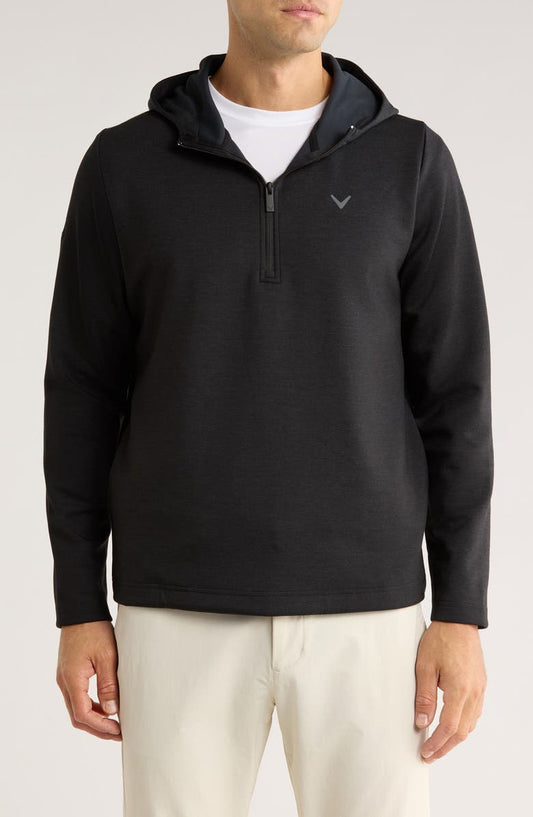Heathered Quarter Zip Hooded Pullover