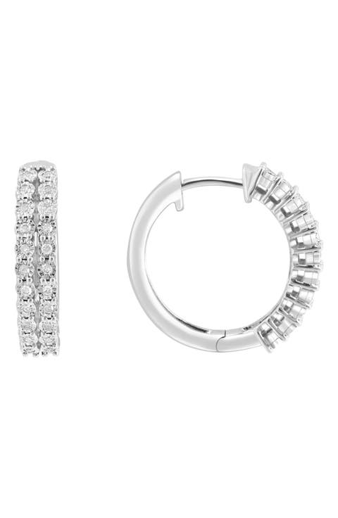Sterling Silver Diamond Hoop Earrings - 0.28ct.