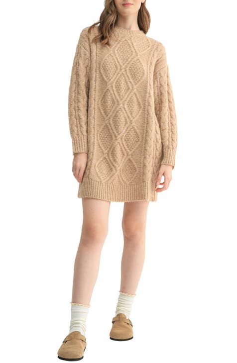 Vestido tipo suéter extragrande con punto trenzado