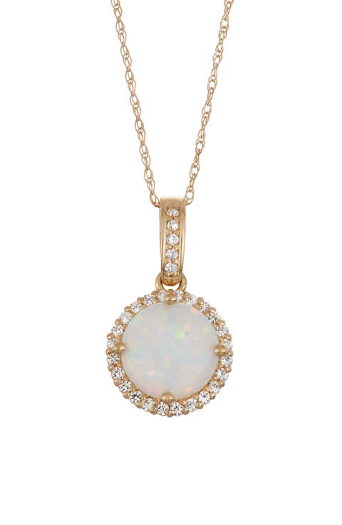 10K Gold Halo Stone Medallion Pendant Necklace
