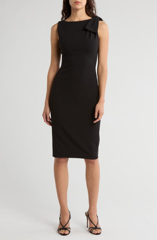 Shoulder Bow Sleeveless Sheath Dress