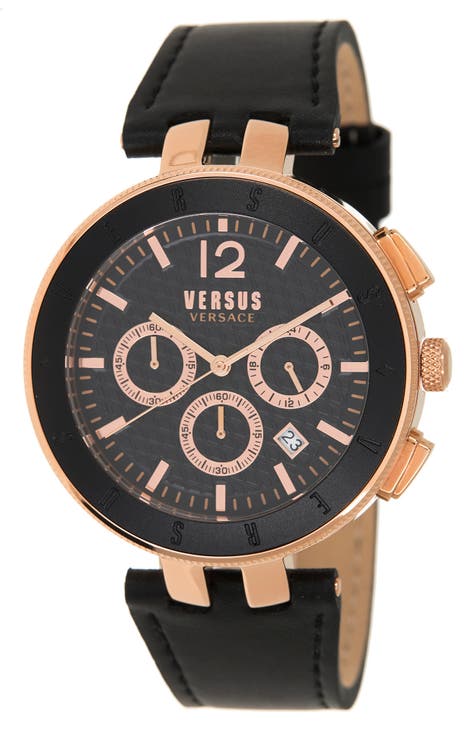 Reloj Versace Cronógrafo Acero con Correa de Piel, 44mm