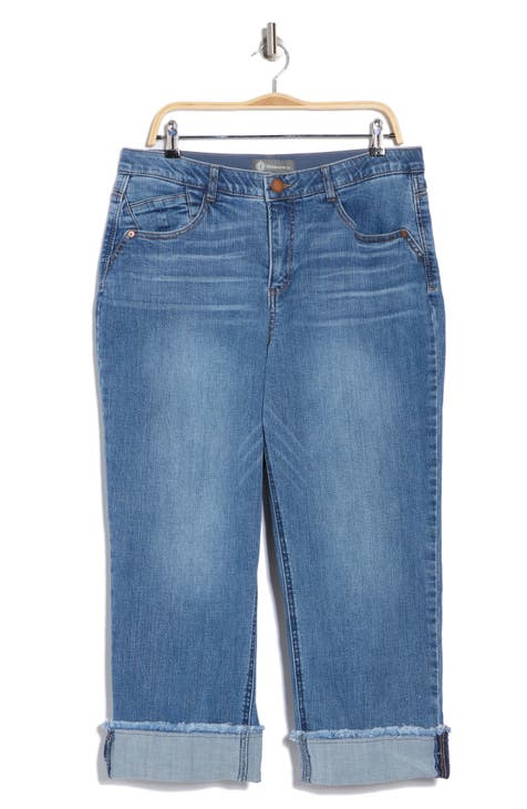 Vaqueros boyfriend con puños deshilachados y cintura alta (Pequeña)