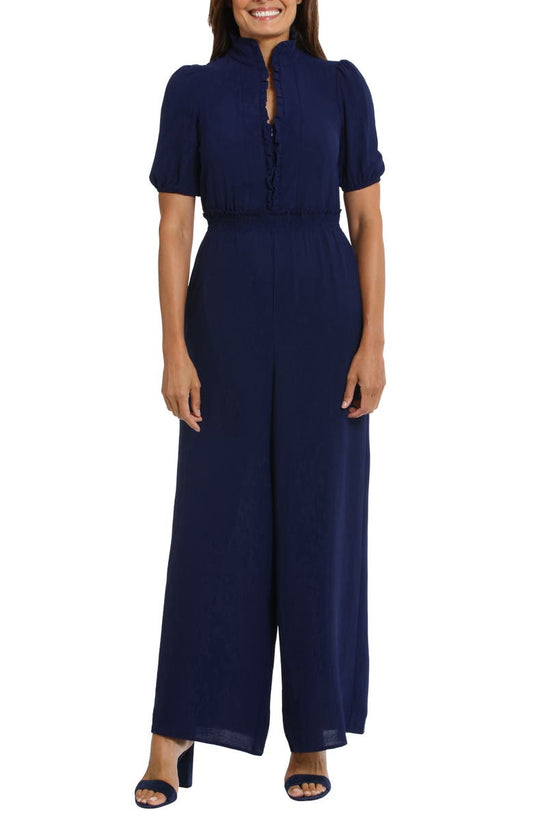 Front Zip Puff Sleeve Jumpsuit